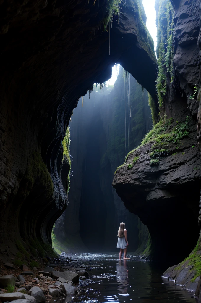 Damp cave、midnight、darkness