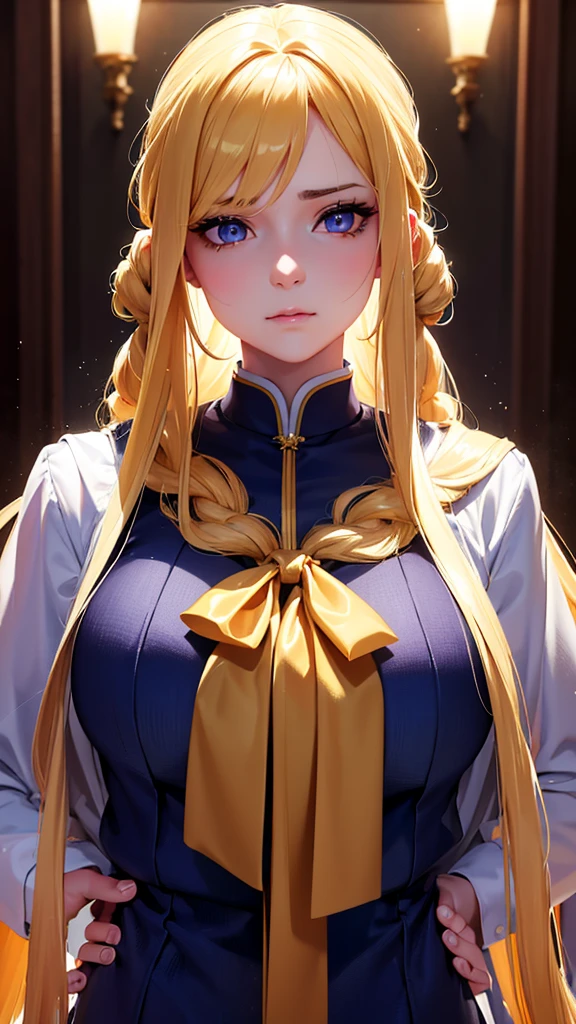 a beautiful young girl with long golden hair tied back, wearing a school uniform, with a shy and bashful expression, extremely detailed, hyper realistic, 8k, 4k, best quality, masterpiece, high resolution, photorealistic, cinematic lighting, vibrant colors, ornate, elegant, gorgeous, stunning, breathtaking, feminine, graceful, beautiful detailed eyes, beautiful detailed lips, extremely detailed eyes and face, long eyelashes, intricate details, high quality, amazing detail, dramatic, heroic, powerful, imposing, sweeping, majestic, epic, grand, magnificent, awe-inspiring