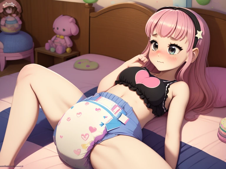 (2 girls 12 years old), body , body pequeño, Alone, ridiculously small swimsuit, blush intricate swimsuit, full-face rubor, ashamed, posing like a model, nice beach in the backgroundA,confident mommydom wearing a big bulbous puffy diaper, heart emojis, bedroom, fishnet stockings, pretty eyes, seductive, flirty, colorful, puffy dress, diapers, confetti, cake,Black Silk,swimsuit