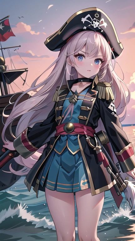 Lots of pirates, Pirate Tactics, cannon, war, (海賊war:1.5),Girl dressed as a pirate, One girl, Black choker, 超High resolution, retina, masterpiece, Accurate, Anatomically correct, Textured skin, Super Detail, Attention to detail, high quality, 最high quality, High resolution, 4K