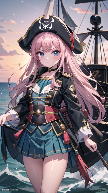 Lots of pirates, Pirate Tactics, cannon, war, (海賊war:1.5),Girl dressed as a pirate, One girl, Black choker, 超High resolution, retina, masterpiece, Accurate, Anatomically correct, Textured skin, Super Detail, Attention to detail, high quality, 最high quality, High resolution, 4K