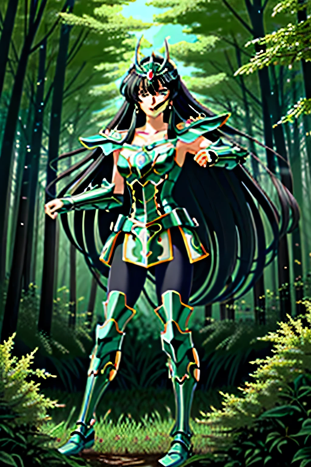 xxshiryudragonxx masterpiece, Highly detailed, realistic 8k original photos, Best movie quality, Volumetric Lighting and Shadows 1boy, armor, Black Hair, Brown eyes, clavicle, whole body, Green Background, Long hair, Women&#39;s Focus, Simple background, Solitary, permanent, Dragon in the background
(Forest Background:1.2)