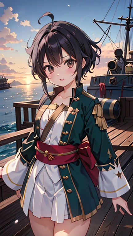 Lots of pirates, Pirate Tactics, cannon, war, (海賊war:1.5),Girl dressed as a pirate, One girl, Black choker, 超High resolution, retina, masterpiece, Accurate, Anatomically correct, Textured skin, Super Detail, Attention to detail, high quality, 最high quality, High resolution, 4K