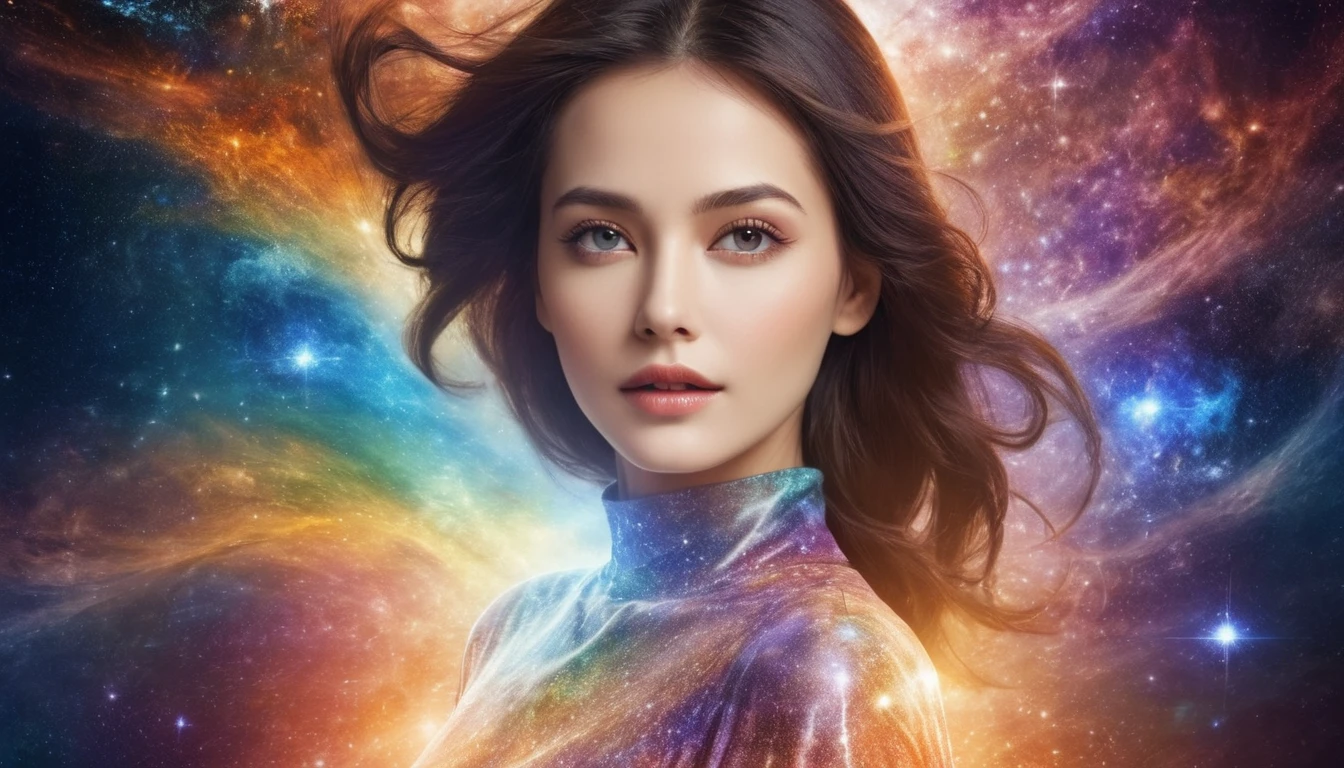 A beautiful woman with a cosmic and beloved aura