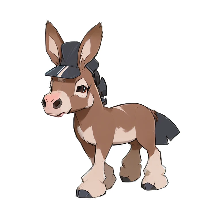 a cartoon donkey with a hat on its head, donkey, mule, eevee, style of pokemon, new pokemon, illustration pokemon, similar to pokemon, style of cute pokemon, anthropomorphic mare, mystery pokemon, weird pokemon, hybrid of mouse and horse, donkey ears, ashy, very stylized, video game dunkey, conceptual mystery pokemon