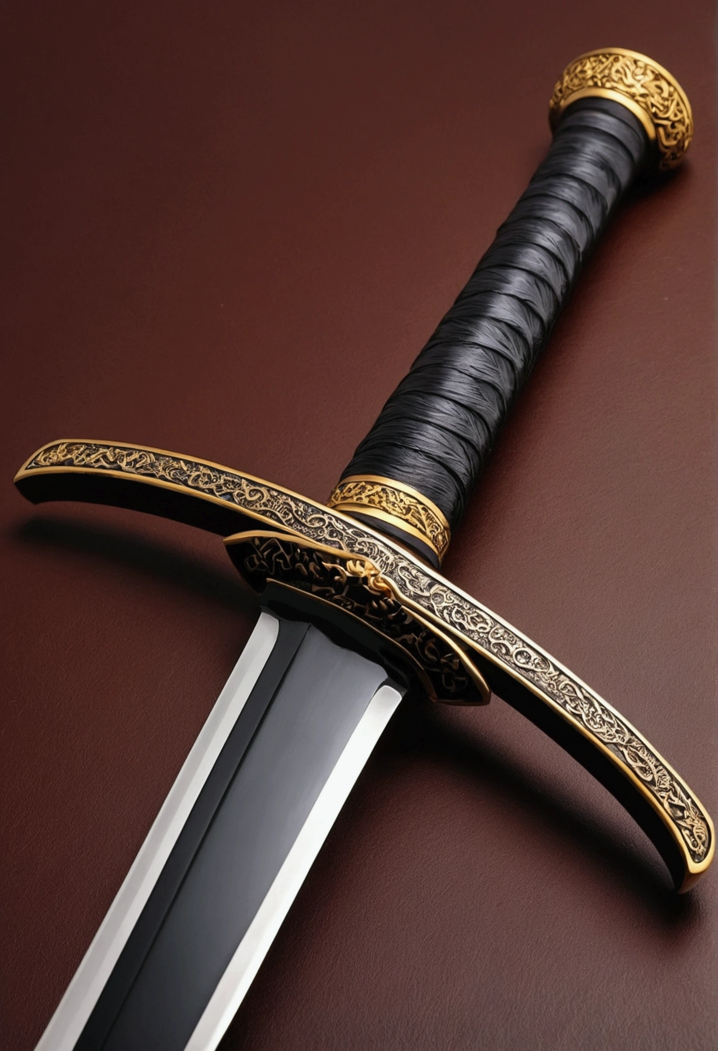 A legendary katana sword Outstanding Detailed High Quality Metal Plated Obsidian