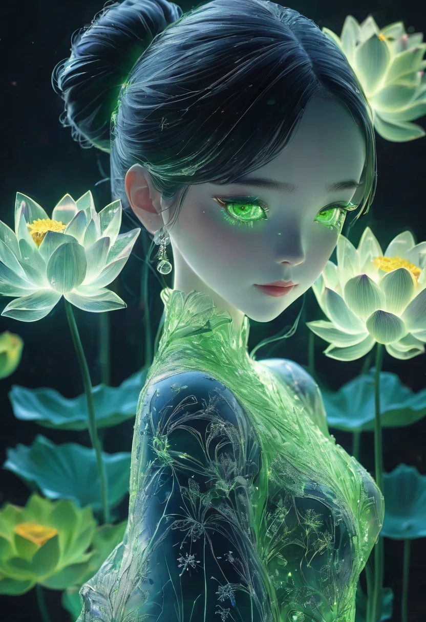 high resolution, Super detailed, (1 girl:1.3),(lotus)
BREAK Sunshine, reverberation, Experimental photography, Surreal contrasts, Eye-Catching Visuals, Artistic abstraction,
Break the art of cutting, layered silhouette, complex patterns, Exquisite craftsmanship, shadow play, Depth and size, Creative Expression,
break art, Frozen sculpture, translucent形式, short-lived beauty, crystal structure, Exquisite craftsmanship, touch,
break green eye,Body Glow,glowing line,Fluorescence,Glow Example,sample traces,flash,萤Light Particles,Backlight,translucent,Light Particles