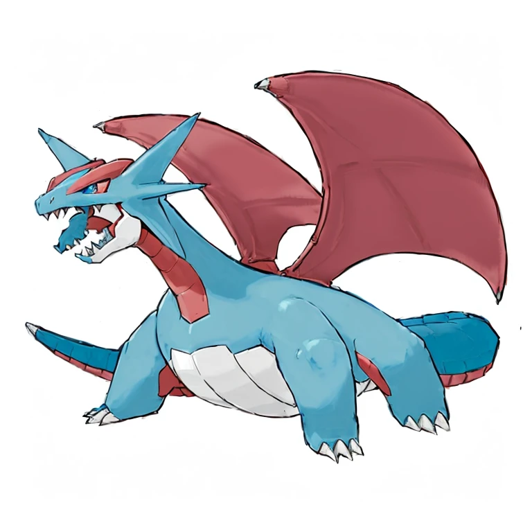 pokemon blue and red dragon with large wings, illustration pokemon, charizard, similar to pokemon, new pokemon, nighttime!, for pokemon red and blue, 2d, 2 d, by Ken Sugimori, nighttime!!, weird pokemon, dialga the pokémon, ken sugimori art, pokemon art style, ray, style of pokemon, mystery pokemon, official art
