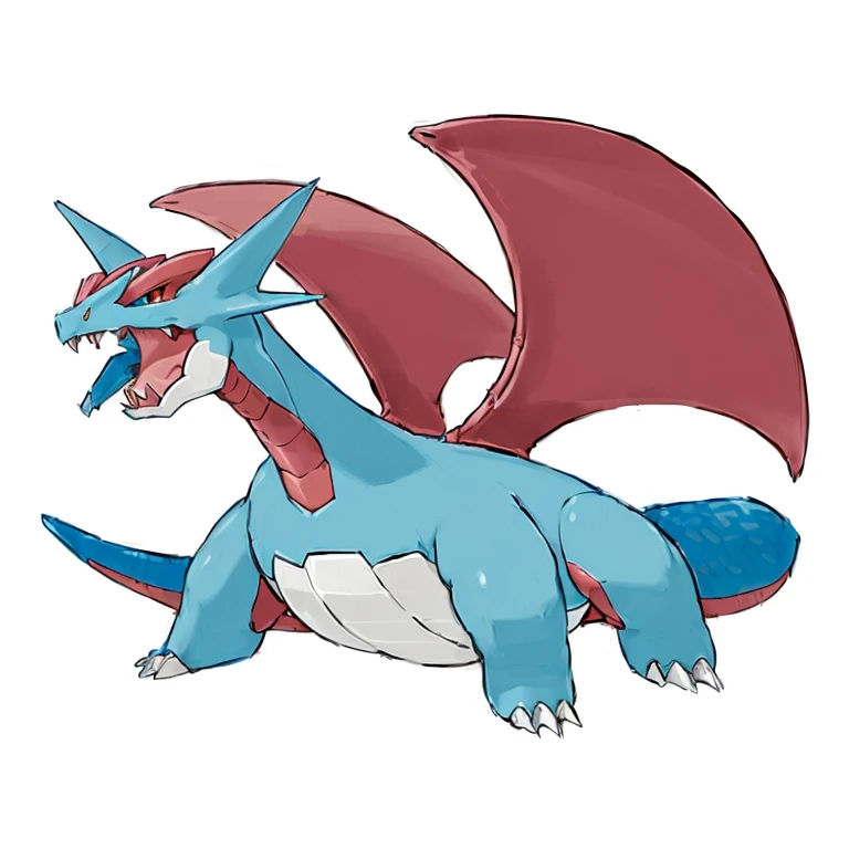 pokemon blue and red dragon with large wings, illustration pokemon, charizard, similar to pokemon, new pokemon, nighttime!, for pokemon red and blue, 2d, 2 d, by Ken Sugimori, nighttime!!, weird pokemon, dialga the pokémon, ken sugimori art, pokemon art style, ray, style of pokemon, mystery pokemon, official art