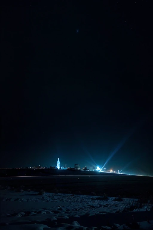image of a blue illuminated night landscape with shadows