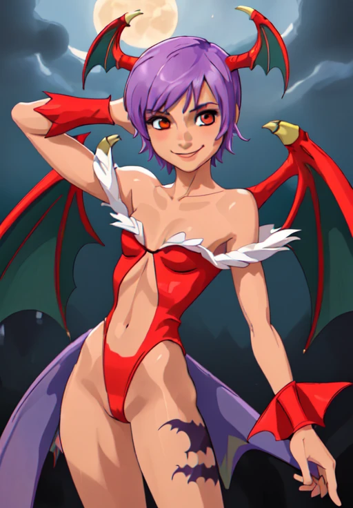 darkstalkers_lilith,Whole body, portrait, smile, 