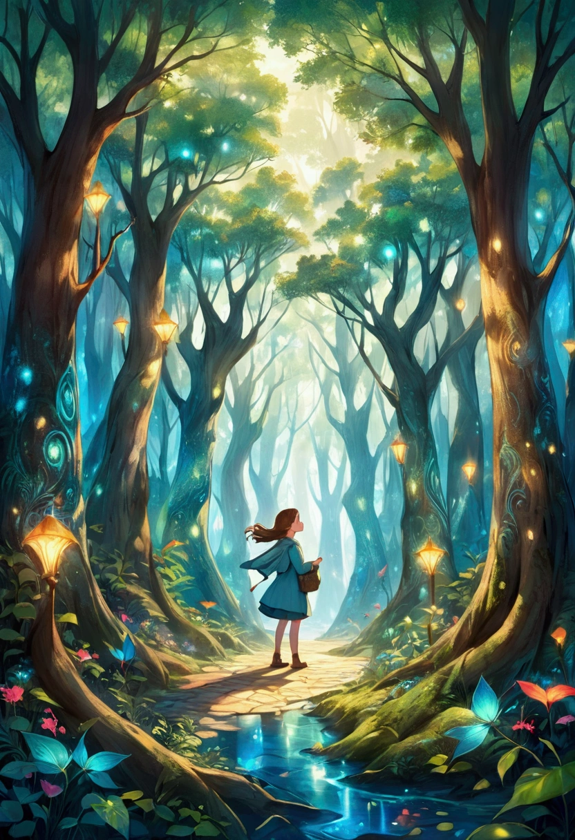 map showed the way to a magical world. Curious, they decided to follow the map, which led them to an enchanted forest where the trees had intricate patterns on their bark and leaves.