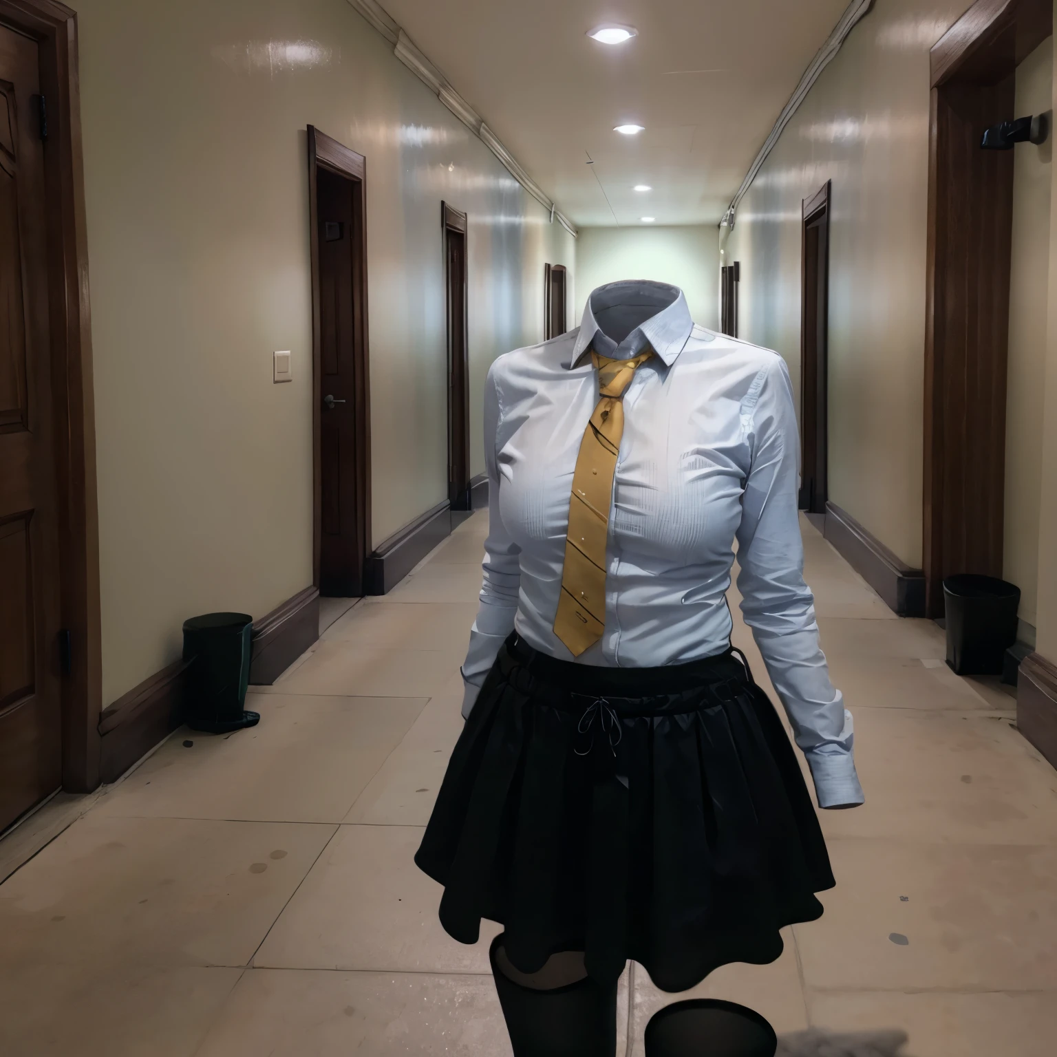 (invisible, no humans, headless, handless, faceless:1.5),cute big breasts, dynamic angle, white shirt, pleated skirt, striped necktie, collared shirt, black jacket, black skirt, long sleeves, school uniform, black socks, sarashina ruka, (close-up to breasts:1.5), best quality, high resolution, (8k, RAW photo, best quality, masterpiece:1.2), (realistic, photo-realistic:1.37), photon mapping, radiosity, ((Hasselblad photography)), physically-based rendering