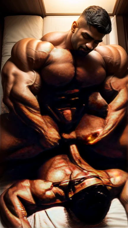two indian muscular men doing more hot body playing couple entwined with Pain is raging on the face, and making aggressive face expressions, from above view, musclebound and hulking, muscular bodies, large muscles, very beautiful body playing, seductive body playing, erotic, more hot exotic moments, hot gay penis licking, gay penis sucking, hot body playing poses, hot nudity