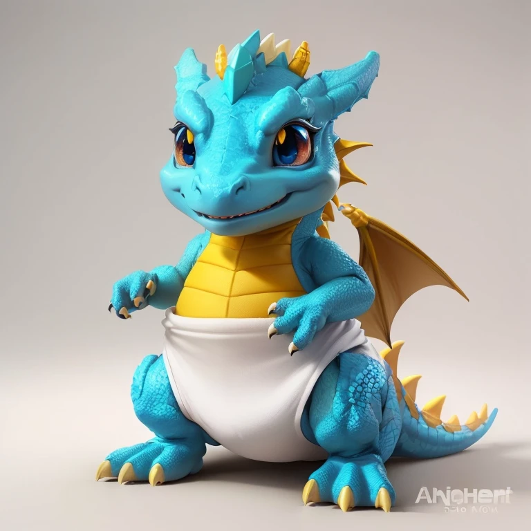 a close up of a blue dragon with a yellow and yellow shirt, cute little dragon, a cute little blue dragon, cute 3 d render, newly hatched dragon, stuffed dragon, dra the dragon, as an anthropomorphic dragon, blue dragon, soft draconic features, adorable digital painting, colored zbrush render, anthropomorphic dragon