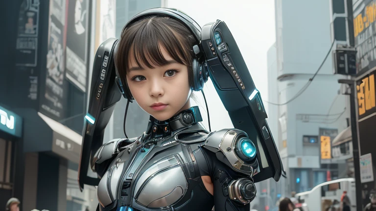 high quality, masterpiece, Beautiful  girl, Small and skinny girl, Cute girl face, cyber punk, Wearing futuristic robotic tactical armor cyber punk suit with cutouts showing abs, lean and athletic body, Innocent, Playful, Famous Japanese actresses, Very beautiful face