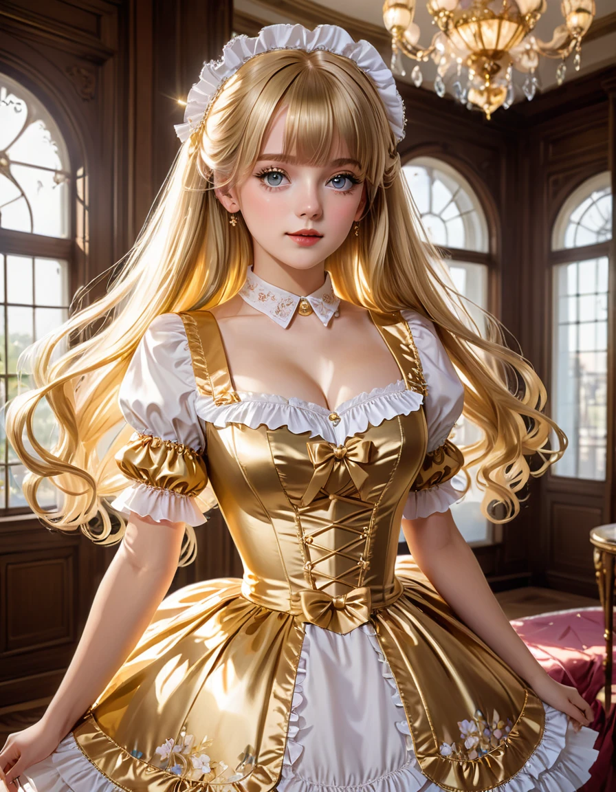 one beautiful Germans girl,gold long hair,wearing Lolita dress,(masterpiece), (best quality), (ultra-detailed), (illustration), (detailed light),(an extremely delicate and beautiful),natural light, wide angle shot,full body,and high quality photo.