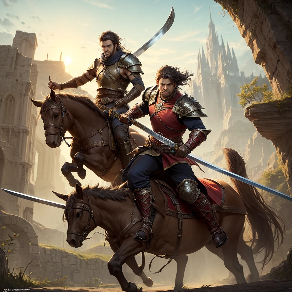 warrior and thief by Dungeon and Dragons that cross his sword and his dagger