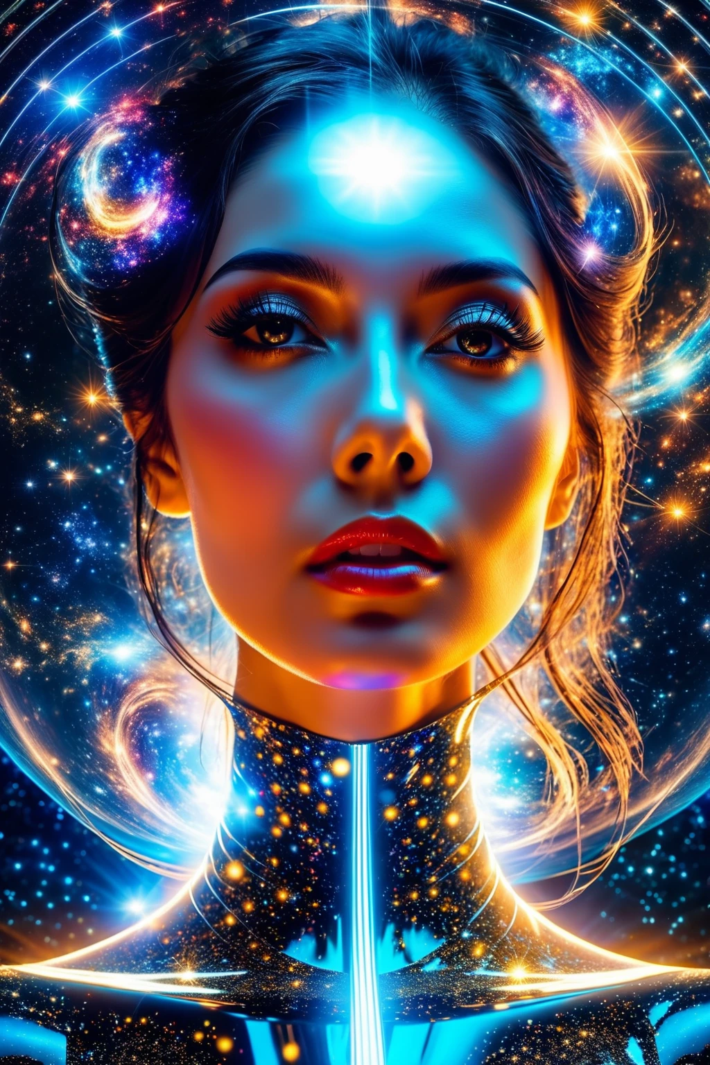 Majority [[breathtaking,Space,dramatic,Dynamic,charming,mysterious,ephemeral,unearthly,Futuristic,hypnotic,intriguing,luminous,majestic,fascinating,mystical,serene,Surreal,calm,Bright,Bizarre]] AI created an image of the woman ever,