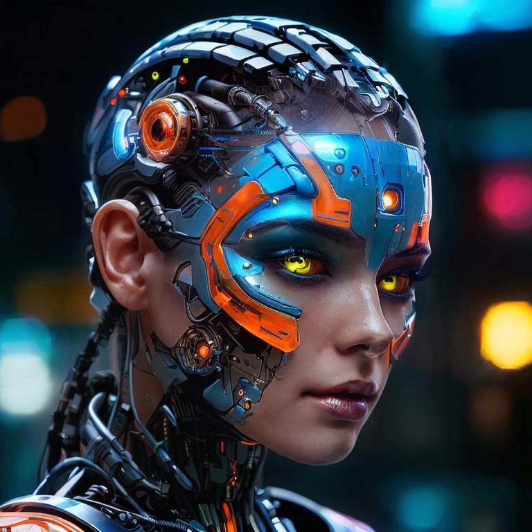 Arafed woman with futuristic makeup and futuristic helmet., beautiful cyberpunk girl face, ultrarealistic cyberpunk art 8k, portrait of a cyberpunk cyborg, chica cyborg, portrait beautiful science fiction girl, Cyborg - Chica, beautiful chica cyborg, beautiful cyberpunk woman model, A teenage cyberpunk cyborg, beautiful cyborg girl, cute chica cyborg, Hyperrealistic cyberpunk style