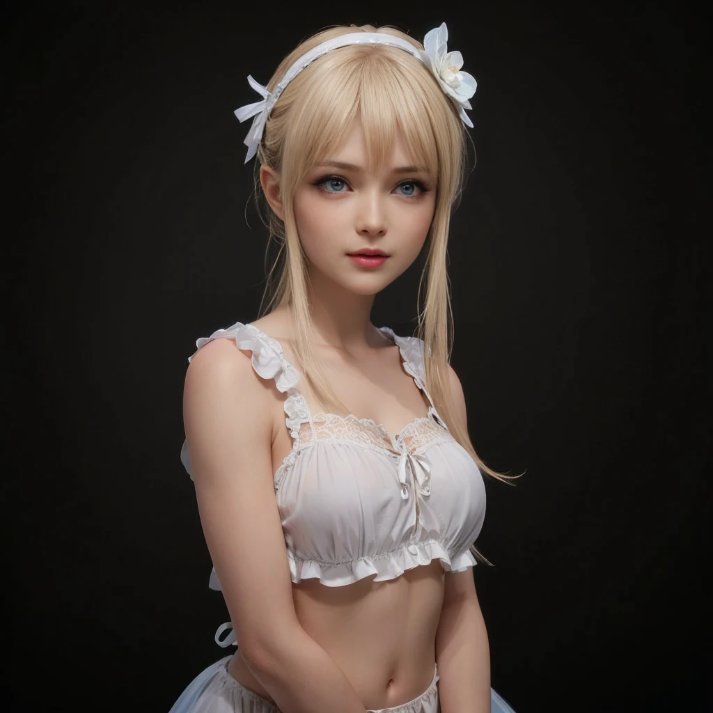 Maria Rosa, blue eyes, (best quality,ultra-detailed),(Realistic:1.37), beautiful and detailed face, ultra-realistic texture, delicate face, delicate body, red lipstick, vivid colors. high definition, 8K.
