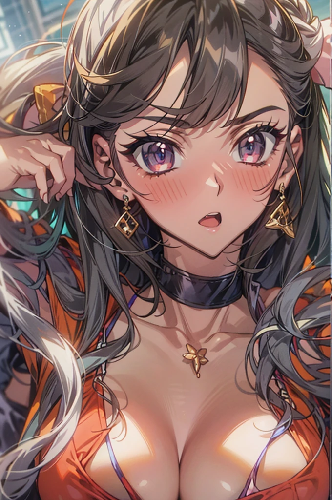 Masterpiece,Highest quality,8k,Ultra-high resolution,appropriate margins,Depict the whole body,BREAK,(1 person),Very beautiful adult woman,Slim body,(Very full and long breasts),Deep cleavage,Moisturized Skin,BREAK,(Black Hair),Forehead,mascara,Red eyeliner,Light pink lip,Thin teak,Thin eyebrows,BREAK,Light purple eyes,BREAK,Bright expression,Open your mouth a little,BREAK,Long Hair,BREAK,(Micro Bikini),(Erect nipples),BREAK,Eye contact