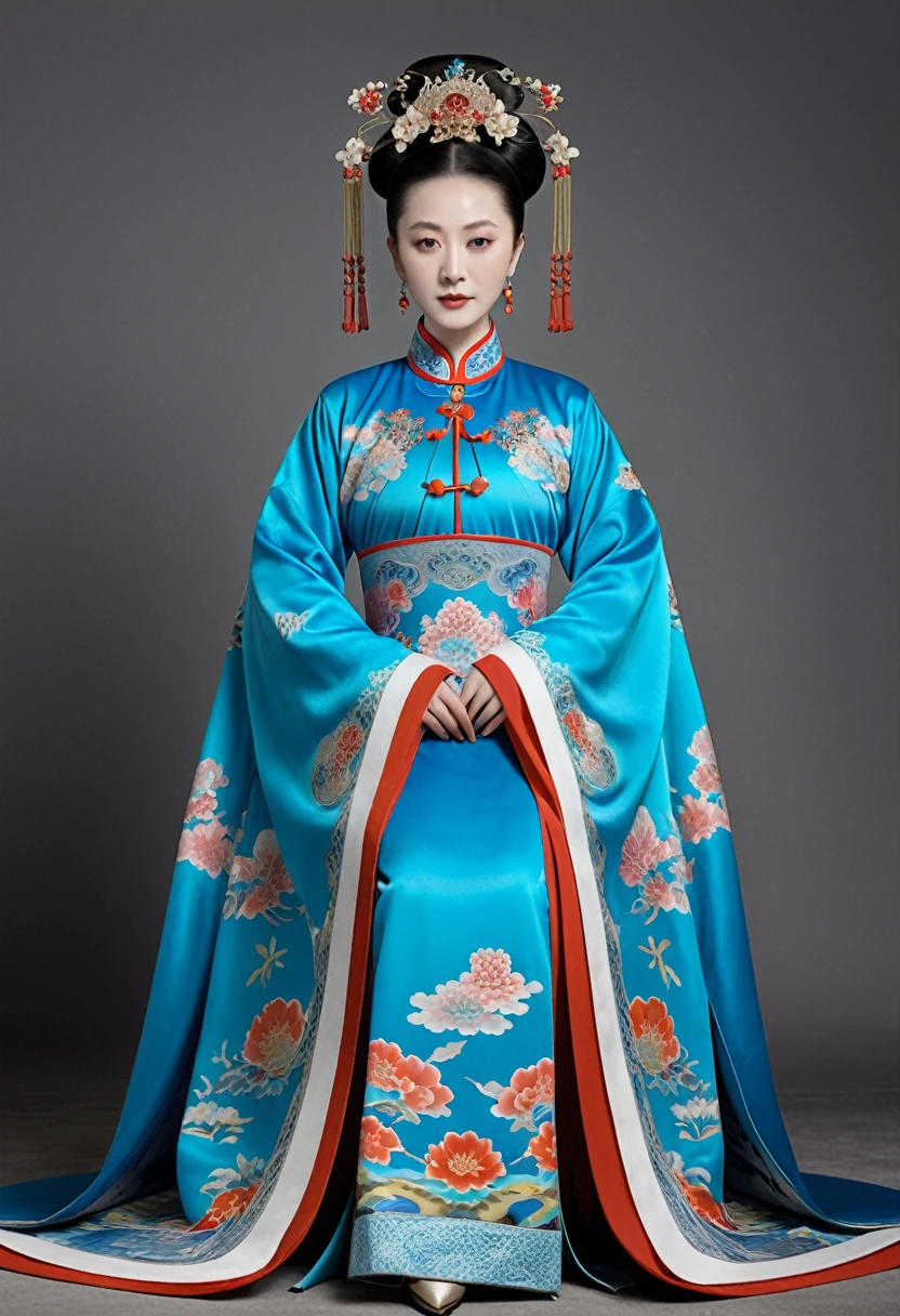 The bold M-shaped open-legged pose of the Qing Dynasty Empress