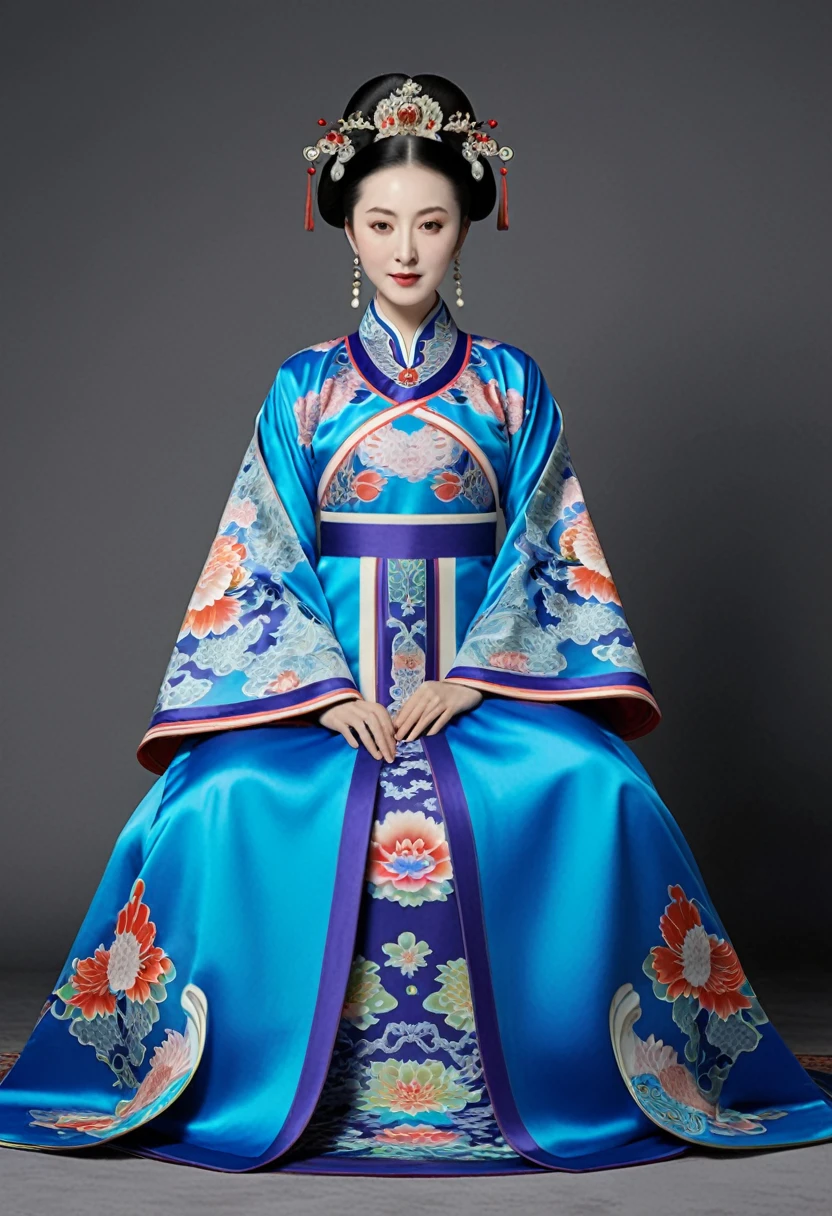 The bold M-shaped open-legged pose of the Qing Dynasty Empress