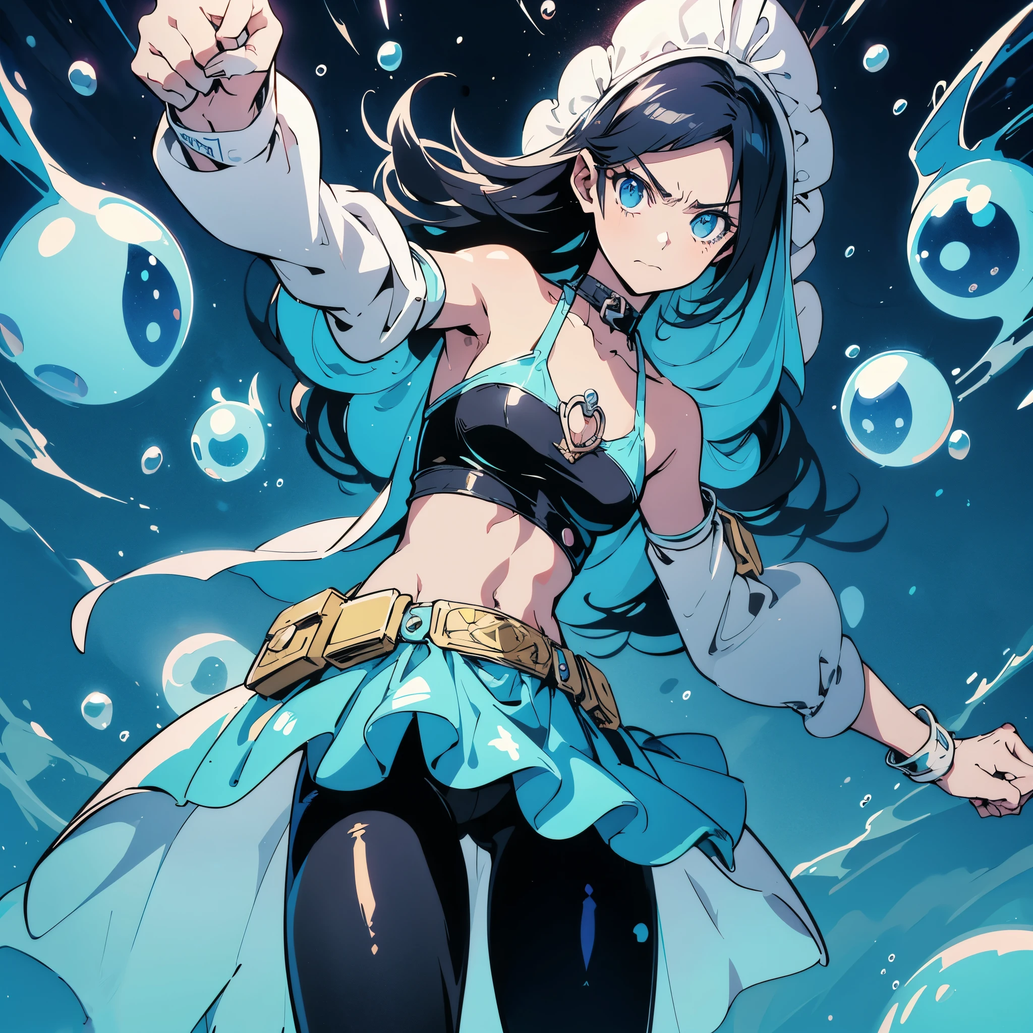 • name: Sabu the Bubble Fist
• ประเภท: Negative character / Assassin • Style: bubble party (Party for Bubbles)
• Personality: Confident, quiet, but has a charming charm and a fun side. • Special powers.: A punch that has supernatural powers and creates bubbles that can be used in battle. • Team outfits:
• Chest-baring tops • Slim-fit leather pants with a bubble pattern • Party for Bubbles style belts and accessories • Leather gloves with a bubble pattern • Appearance:
• Long black hair • Dark blue eyes • Tattooed lines on the face, chest, and back with mixed bubbles • Tan skin • Approximately 180 cm tall.
• Facial expressions:
• Smile • Sad • Angry • Add bubbles to each expression. More details:
• Show characters in standing poses that show their personalities and fighters. • Add fun bubbles around them. • Show weapons they use to fight with their fists. Decorated with soap bubbles. • Shows details of outfit and tattoos clearly.