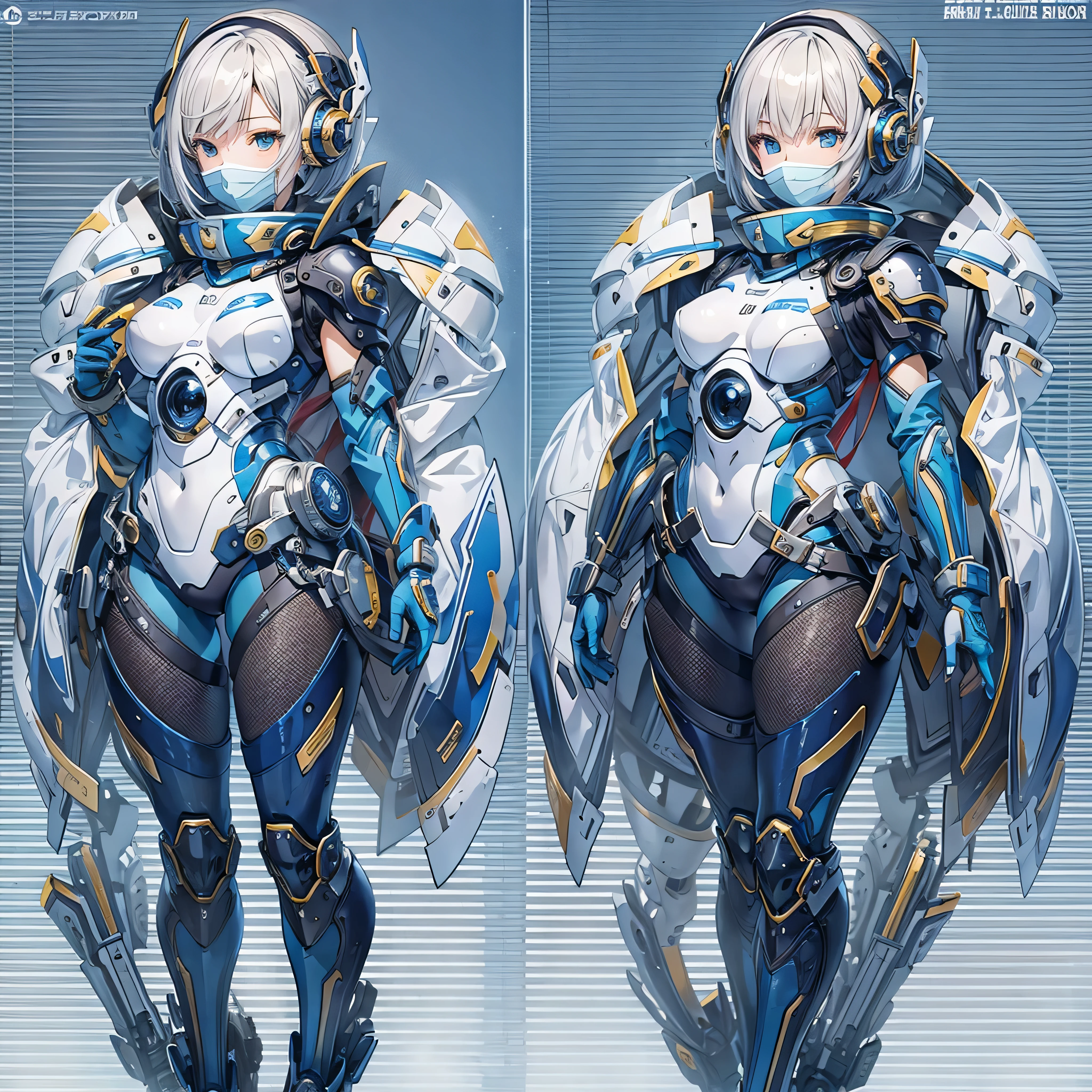 (masterpiece、Highest quality、Highest Resolution、Clear_image、Detailed details、Angle from above): (Whole body、One 20 year old girl、Japanese Faces、Small Face、Slender、Navy blue super short bob cut hair、(Hidden small breasts:1.3)、Sparkling blue eyes、Shiny pilot suit in blue and black colors、Chest protection armor、Tight fitting clothes、Clothing that covers the whole body、Glamorous clothes、Tight Fit Pants、Hide your skin、Very delicate and beautiful、Detailed Skin、hide thighs、Hide your ass、Cute、A gentle smile、Soft expression、heroine、headset、Knee-high boots、Elbow-length gloves、Eye Level Shot、Face directly、Woman on a spaceship)