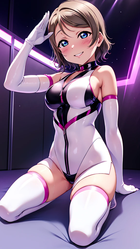 ((masterpiece, best quality;1.3)), ultra detailed, detailed background, 1girl, solo, smile,   bodysuit,ochaco uraraka, looking at viewer, large breast,pink suits,, ((completely nude)), ((breasts and areolas exposed)), ((vagina and clitoris and vulva exposed)),
school background, zero gravity,realistic, galaxy, space, flying