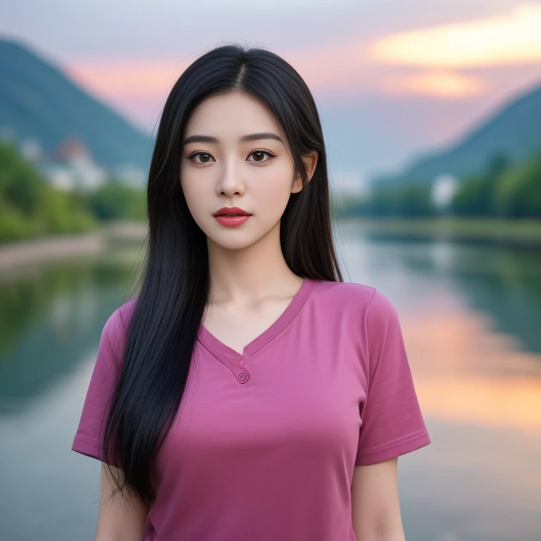 An Araf girl wears a plaid shirt., Portrait in the middle of a shot, Portrait 8 k, instagram post, Southeast Asians with round faces, long hair, ponytail, Photos in Portrait mode, Medium-term portrait, Shot with Sony Alpha, soft Portrait 8 k, Portrait photography, home photography, Shot with canon eos r5, Shot with canon eos r5, Headshot profile picture of female model, 2 ., Thai anime,black hair, ponytail,long hairเป็นพิเศษ 2 เมตร, With a torn cropped t-shirt, beautiful female model, Trending on cgstation, วัดChest 36 inches “Very large chest.,, Chest 36 inches “Very large chest., Beautiful digital artและงดงาม, Beautiful digital art