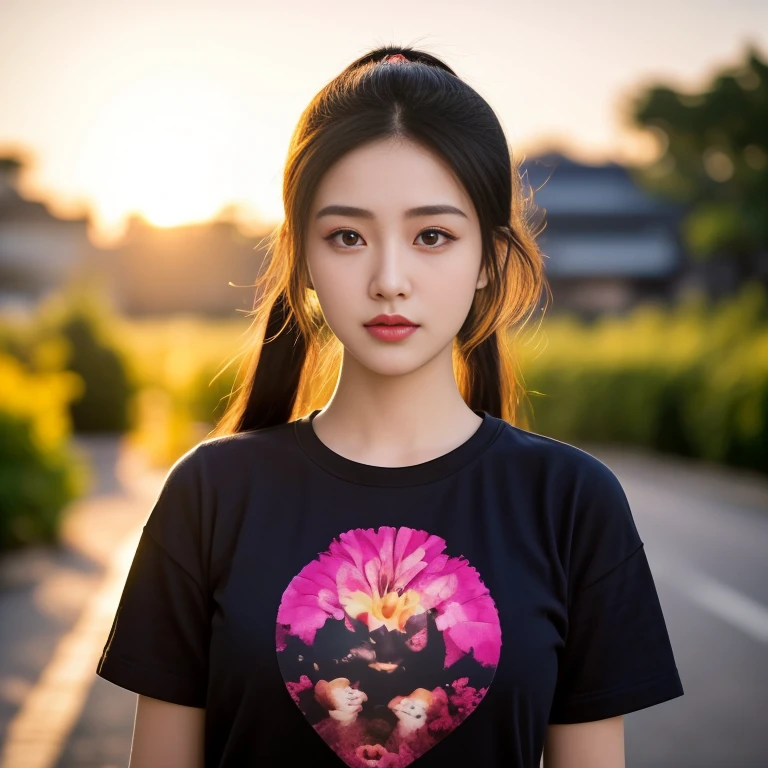 An Araf girl wears a plaid shirt., Portrait in the middle of a shot, Portrait 8 k, instagram post, Southeast Asians with round faces, long hair, ponytail, Photos in Portrait mode, Medium-term portrait, Shot with Sony Alpha, soft Portrait 8 k, Portrait photography, home photography, Shot with canon eos r5, Shot with canon eos r5, Headshot profile picture of female model, 2 ., Thai anime,black hair, ponytail,long hairเป็นพิเศษ 2 เมตร, With a torn cropped t-shirt, beautiful female model, Trending on cgstation, วัดChest 36 inches “Very large chest.,, Chest 36 inches “Very large chest., Beautiful digital artและงดงาม, Beautiful digital art