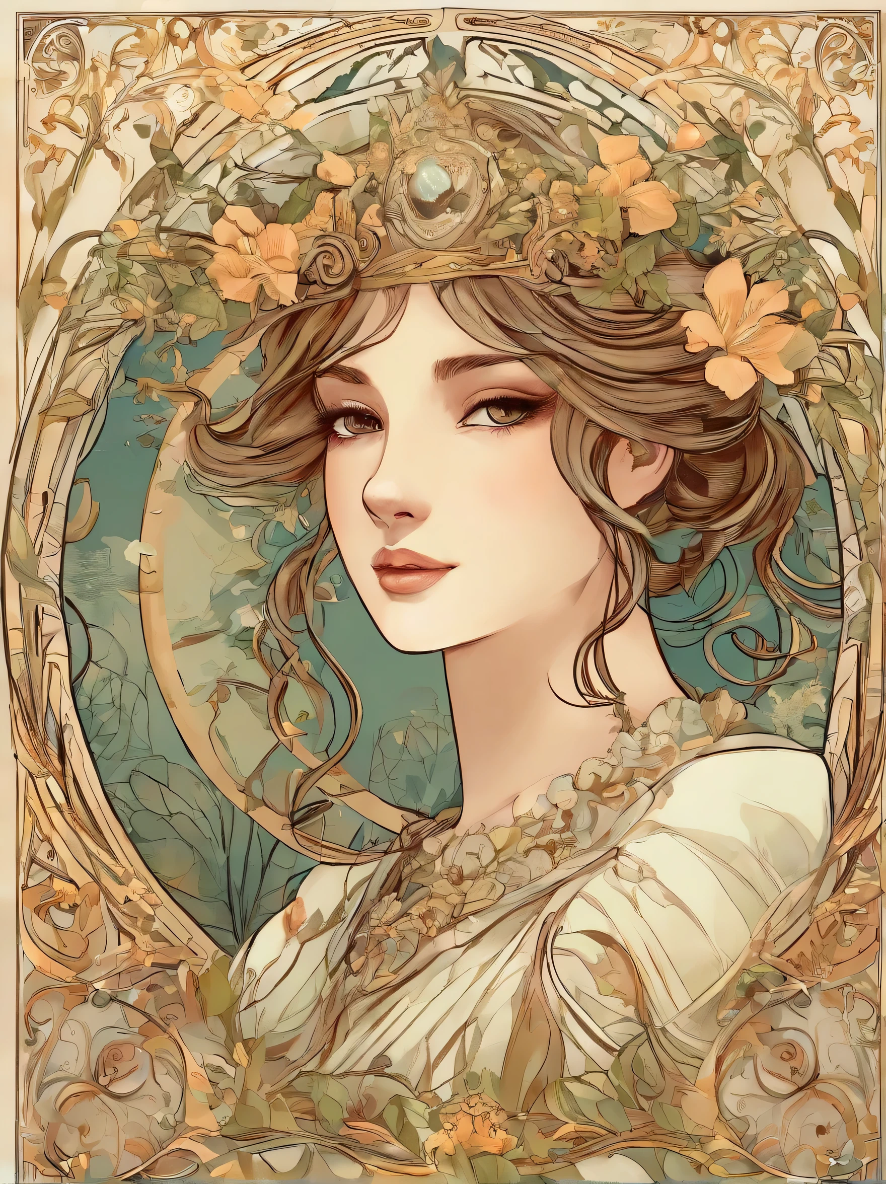 extremely beautiful girl、10yaers old、Lori、the golden ratio、ssmile、Detailed eyes, Laurel wreath