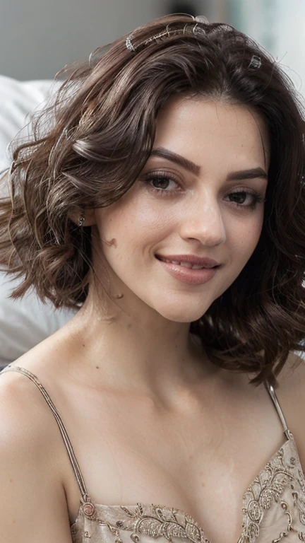 m3hr33n, face and cleavage closeup, in bed ,free hair, while fucking