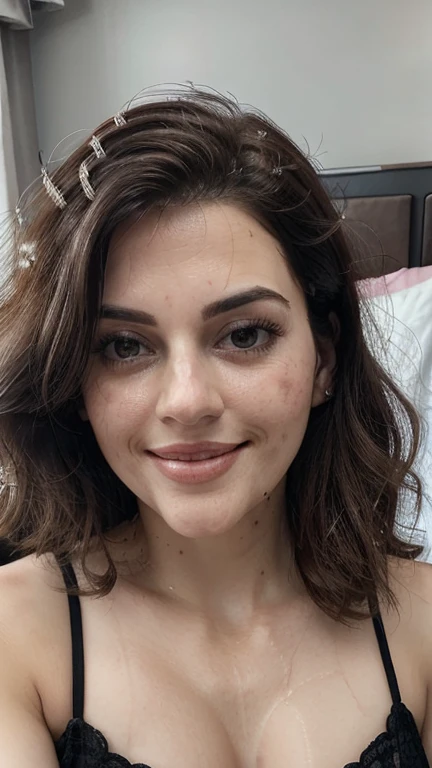 m3hr33n, face and cleavage closeup, in bed ,free hair, while fucking