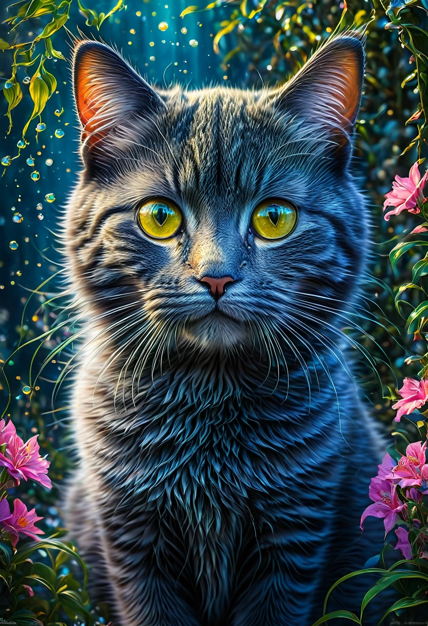  with cat, por Miki Asai, best qualityer, work of art, very aesthetic, perfect composition, details Intricate, ultra detali