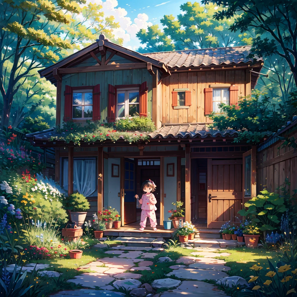{{{Masterpiece, highest quality, high resolution background}}}, bright and beautiful atmosphere, 1 girl (5 years old, round face, baby face, young, child), small breasts, garden of a house, cute pajamas, {{{( (Drying a wet mattress on a clothesline)}}}, a girl with an embarrassed face
, "deltamon_sdXL :0.73)>Deltamon"