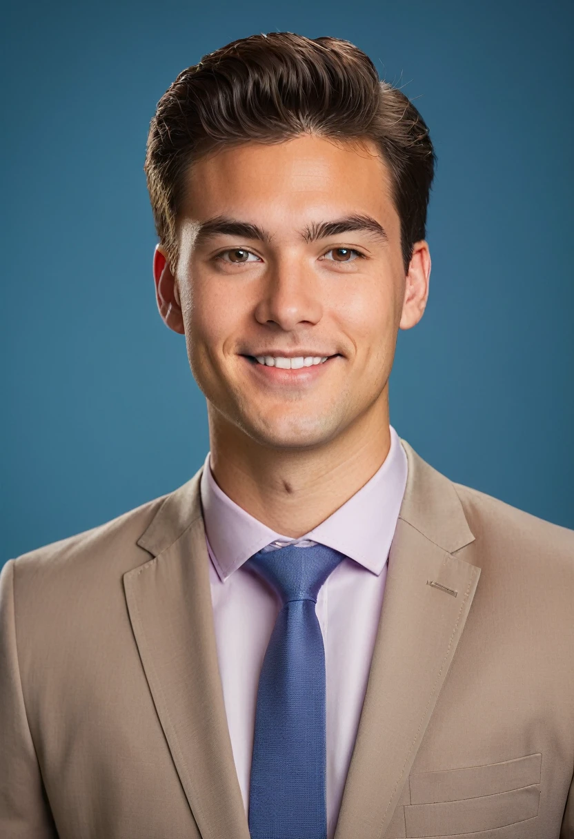 Professional man headshot, 24 years old, of, 
a solid color backdrop, in a studio setting. Soft, flattering lighting and a confident, approachable expression. Ideal for corporate directories, LinkedIn profiles, and personal branding materials.