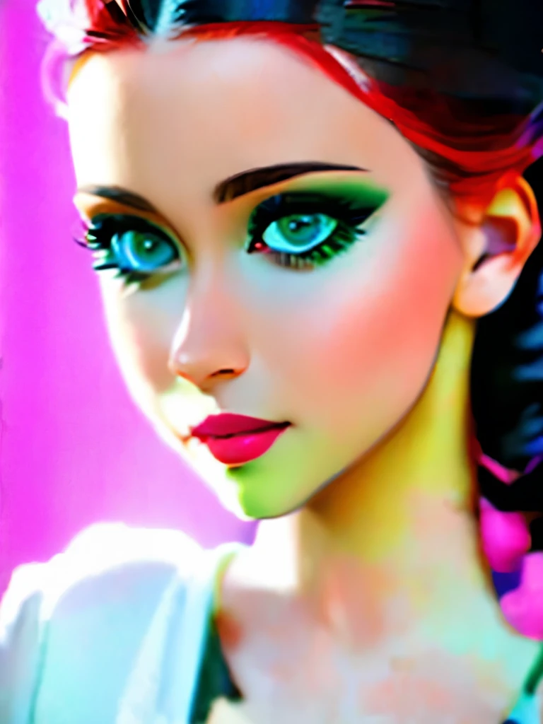 Photo of Ukrainian woman. Fits the face. 25 years old, sharp chin, raw photo, masterpiece, highly detailed photo, DSLR, photorealistic 3.9, ultra high resolution, top quality, pink lips, perfect makeup, big, bright green eyes, white