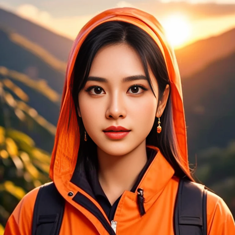 An Araf girl wears a red round-neck t-shirt., Portrait in the middle of a shot, Portrait 8 k, Southeast Asians with round faces, Age 2 4 years, Thai anime,black hair, ponytail,Extra long hair 2 meters, beautiful female model, Trending on cgstation, วัดChest 36 inches “Very large chest.,, Chest 36 inches “Very large chest., Beautiful digital artและงดงาม, Beautiful digital art