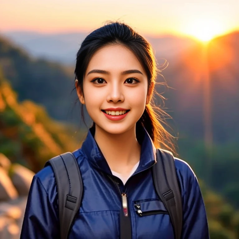 An Araf girl wears a red round-neck t-shirt., Portrait in the middle of a shot, Portrait 8 k, Southeast Asians with round faces, Age 2 4 years, Thai anime,black hair, ponytail,Extra long hair 2 meters,  beautiful female model, Trending on cgstation, วัดChest 36 inches “Very large chest.,, Chest 36 inches “Very large chest., Beautiful digital artและงดงาม, Beautiful digital art