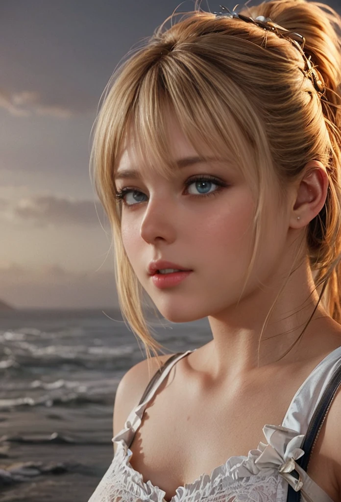 Maria Rosa, blue eyes, (best quality,ultra-detailed),(Realistic:1.37), beautiful and detailed face, ultra-realistic texture, delicate face, delicate body, red lipstick, vivid colors. high definition, 8K.