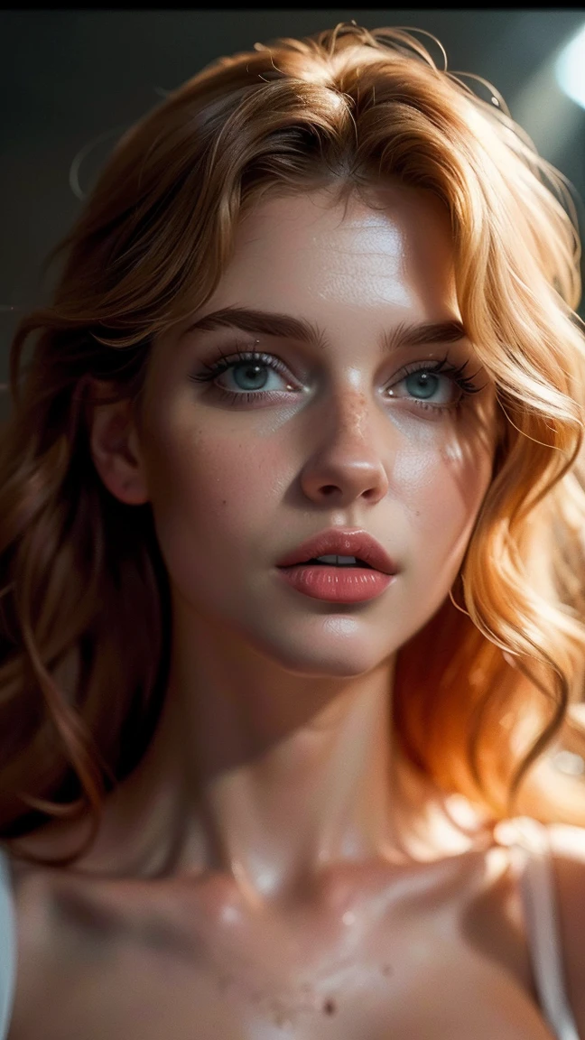 (((ultra realistic))) Photo, masterpiece, top quality, (pale skin), (Ultra detailed face and eyes:1.3), 1 girl, Adult, In Lifchik, ((Eye makeup, pink mascara)), ((large detailed lips)), ((pink wavy hair)), ((Chyolka)) , (Natural breasts), Slim waist. ((Posing)), photoshoot, studio (contour lighting), (The play of light and shadows), depth of field, bokeh, (special attention to skin detail: 1.2), Detailed leather texture, skin pores. (Light atmosphere of the frame. Color range - delicate, Bright, Yellow tones), UDR, ((Film grain)), ((rays)), (Glare), , ultra detailed,