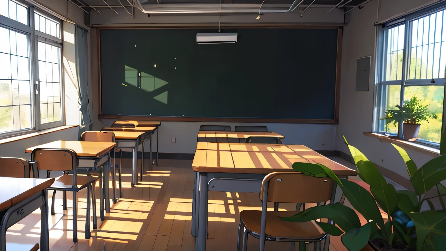 High level of image quality、Bright,clean,Cover、study,table,Green plants,Simple,Head-up,School