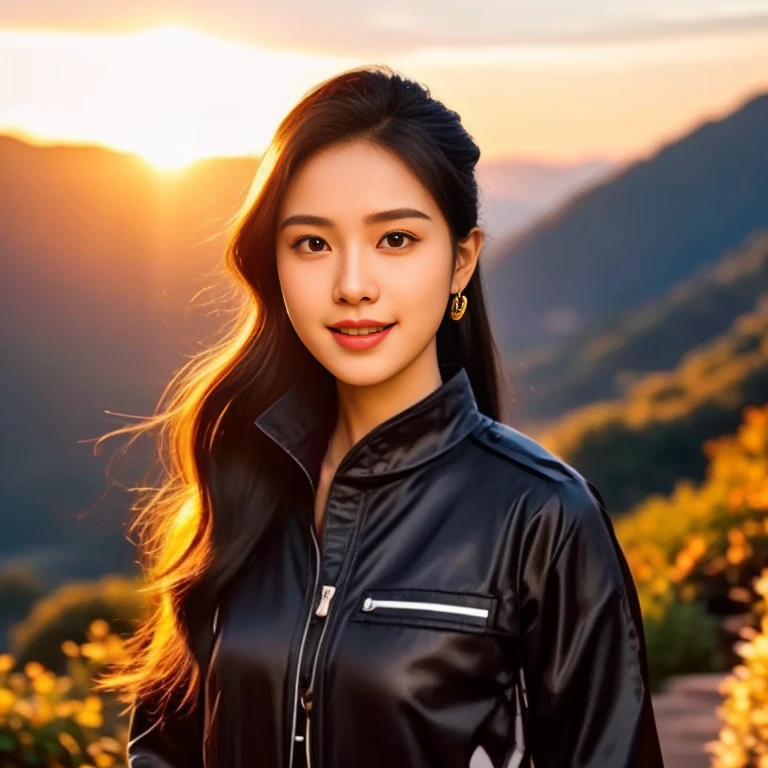 An Araf girl wears a red round-neck t-shirt., Portrait in the middle of a shot, Portrait 8 k, Southeast Asians with round faces, Age 2 4 years, Thai anime,black hair, ponytail,Extra long hair 2 meters,  beautiful female model, Trending on cgstation, วัดChest 36 inches “Very large chest.,, Chest 36 inches “Very large chest., Beautiful digital artและงดงาม, Beautiful digital art