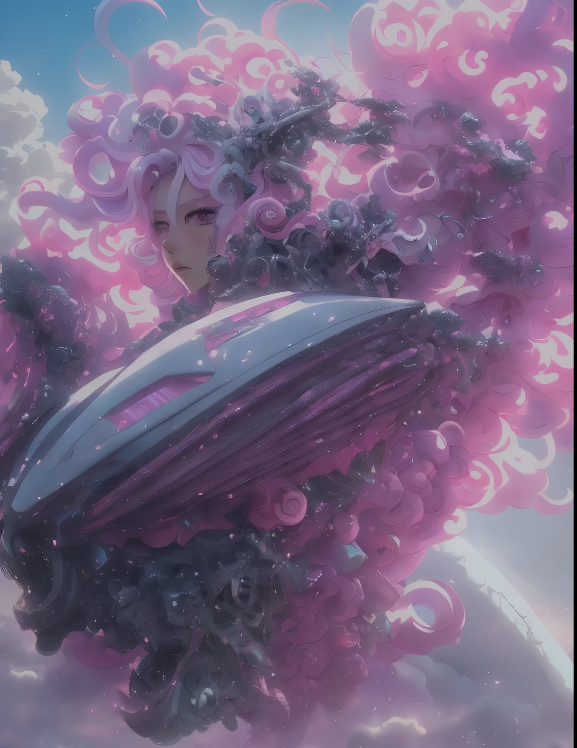 araffes with a pink and white hair and a pink and white helmet, detailed digital anime art, best anime 4k konachan wallpaper, anime mecha aesthetic, 4k highly detailed digital art, robot mecha female dragon head, wlop and krenz cushart, highly detailed anime, mecha asthetic, advanced digital anime art
