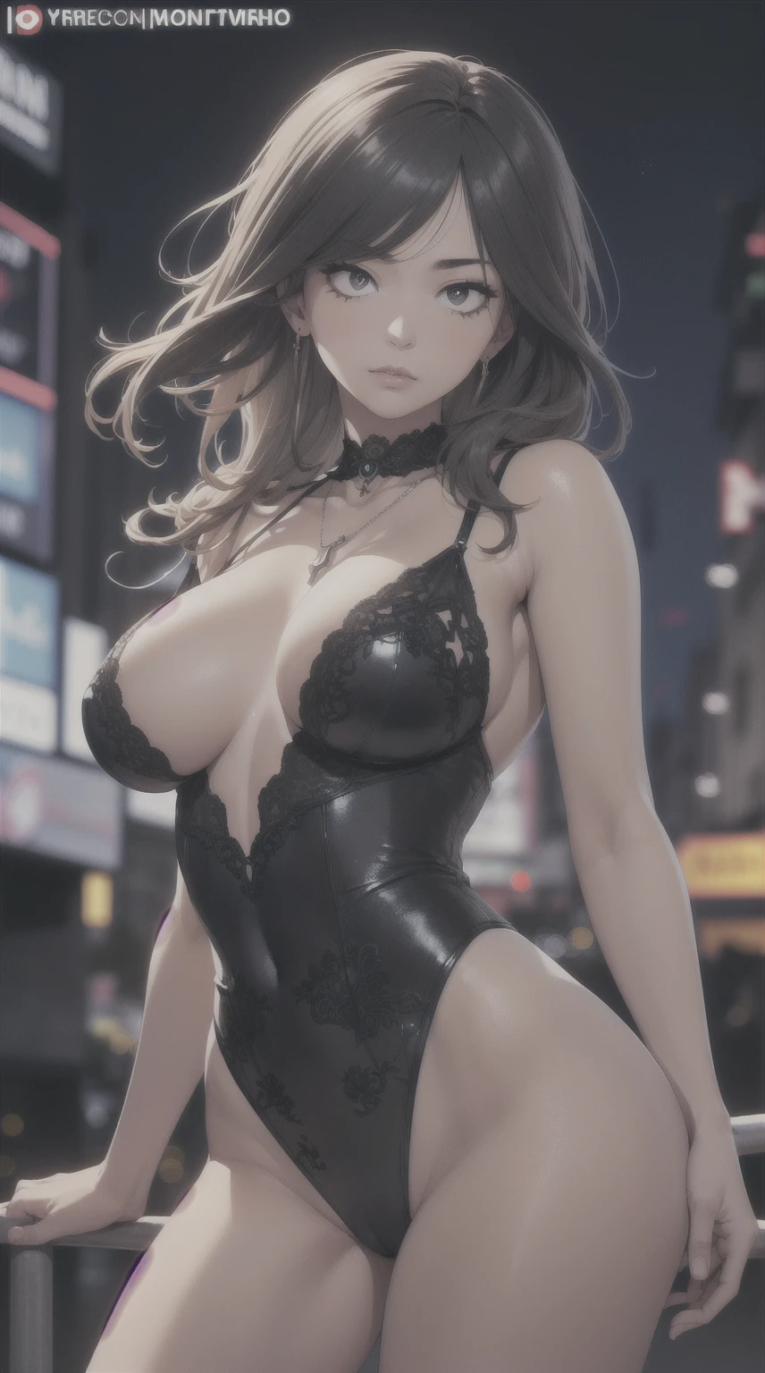 standing alone, ((work of art)),(best qualityer),((ultra detaild)), (( blurred night background)), (dynamic angle),((beautiful detailed eyes), ((dynamic pose)), large breasted, Face pretty, ((sexly, neckleace)),((yaemicodef))