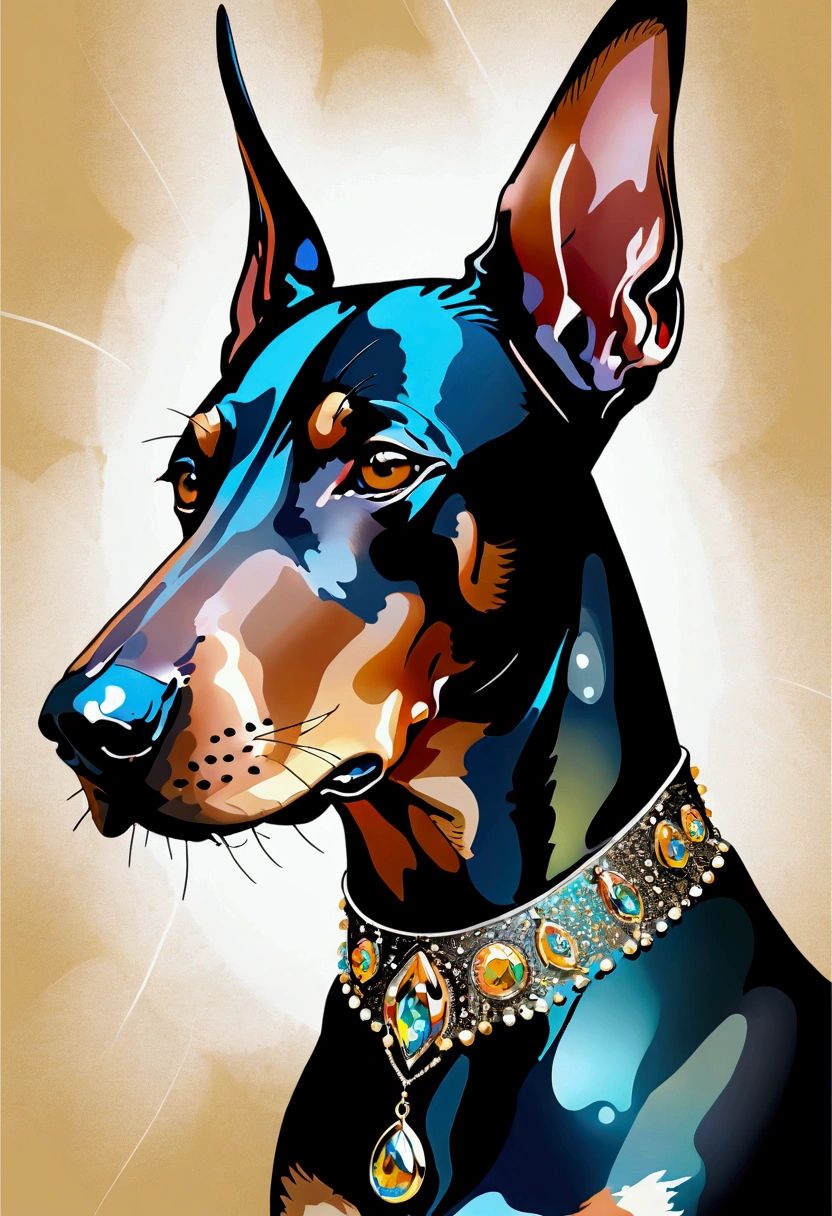 (Sandu Art:1.3), Enwink Punk, article, The terrible technology organic mutation (Doberman Pinscher), portrait, Backlight, Abstract, , Drawn by famous artists, Ethereal, liquid, Abstract, masterpiece, Very detailed, best quality, best quality, Realistic lighting, Ultra Detailed, Surrealism, color, rich and colorful, Social Clothing