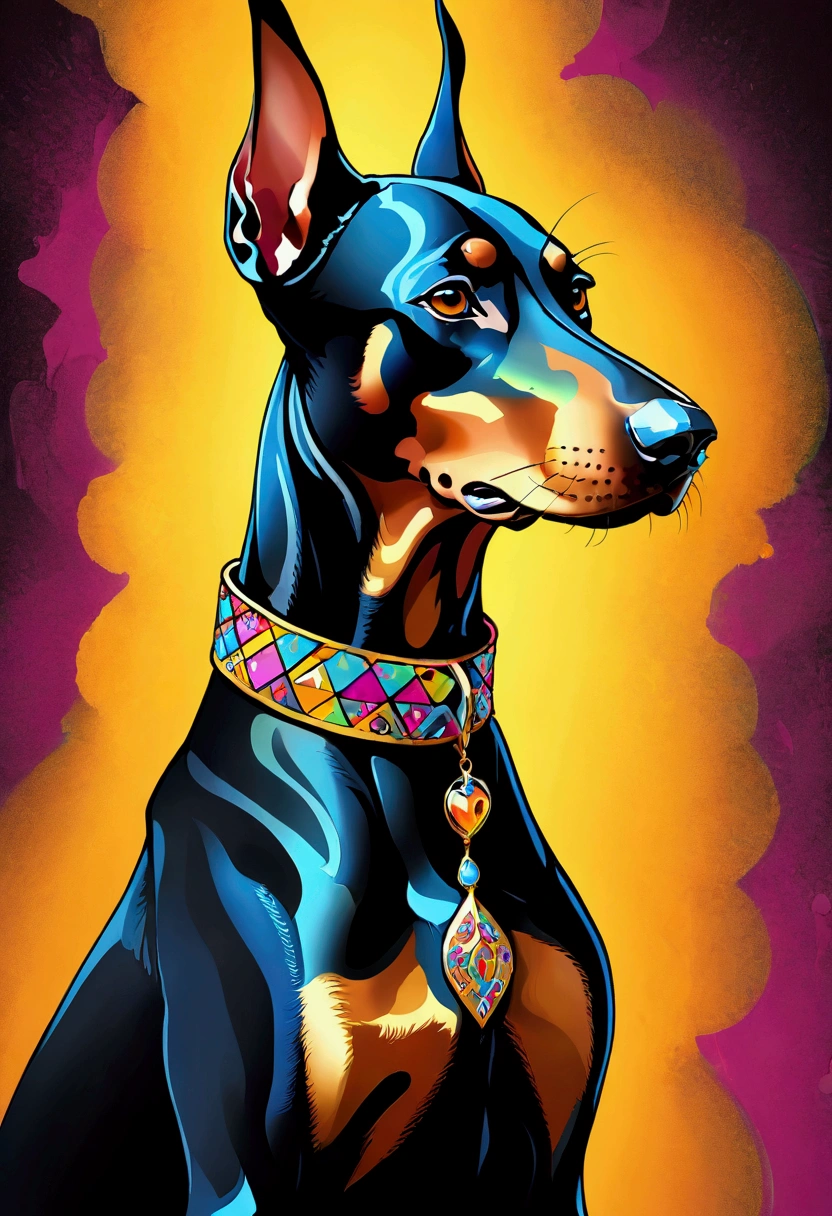 (Sandu Art:1.3), Enwink Punk, article, The terrible technology organic mutation (Doberman Pinscher), portrait, Backlight, Abstract, , Drawn by famous artists, Ethereal, liquid, Abstract, masterpiece, Very detailed, best quality, best quality, Realistic lighting, Ultra Detailed, Surrealism, color, rich and colorful, Social Clothing